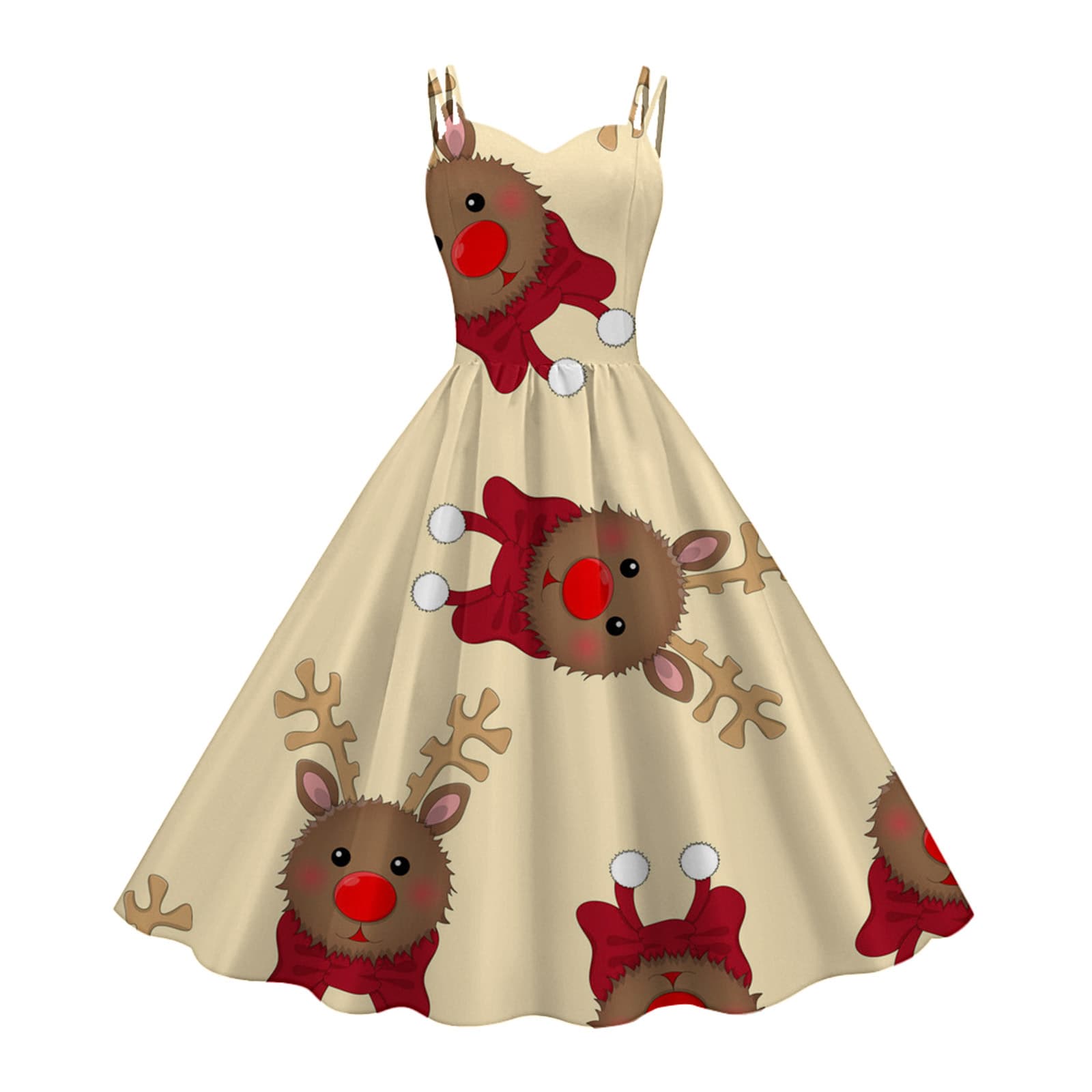2024 New Cross-border Amazon European and American Printed Christmas Camisole Dress