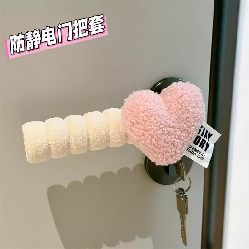 Ins-style New Year Heart Anti-Static Door Handle Cover, Glove for Bedroom, Anti-Collision, Children's Room Door Decoration