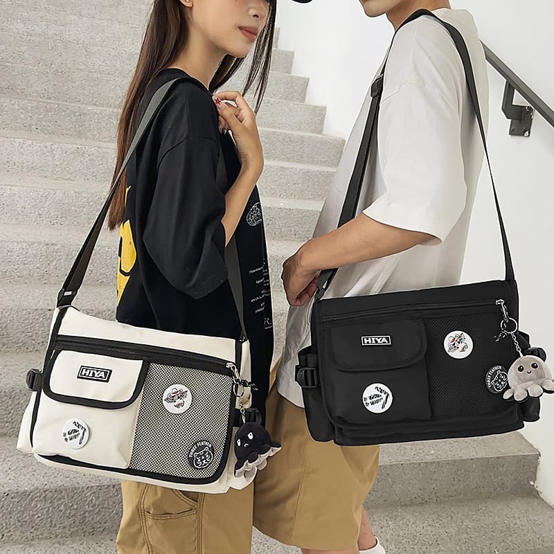 Men's Crossbody Bag Japanese Casual Simple Shoulder Bag Campus Student Bag Fashion Women's Large Capacity Bag