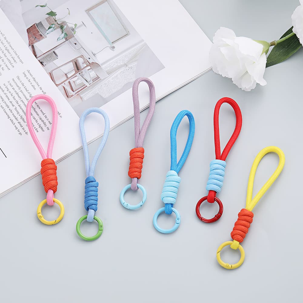 Mobile Phone Lanyard Colorful Short Wrist Strap Phone Case Keychain School Bag Braided Lanyard Bag Lanyard Wholesale