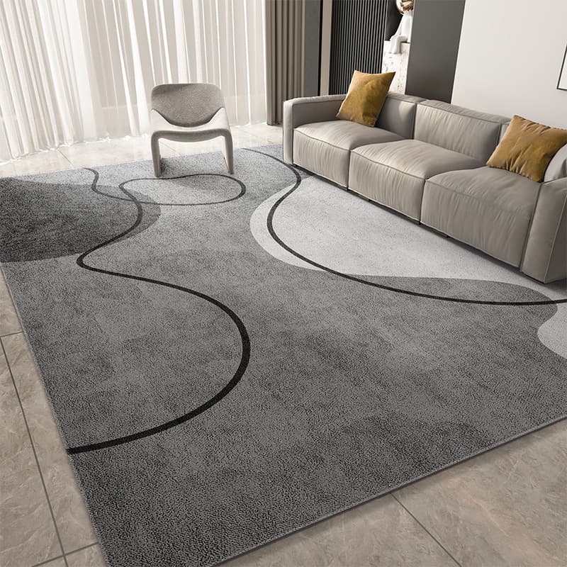 Nordic Premium Living Room Rug, Gray, Stain-Resistant, Non-Slip, Easy to Clean, Full-Coverage Sofa Carpet, Durable Bedside Rug for Bedroom