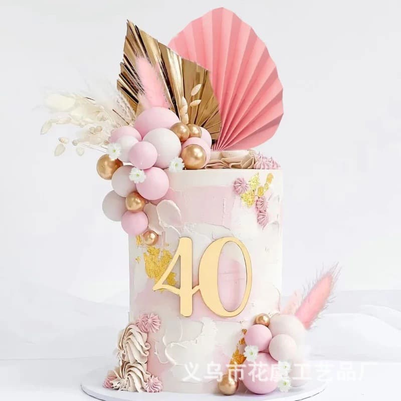 Baking Cake Decoration Paper Fan Dogtail Grass Flower Cake Foam Ball Set Birthday Decoration Set