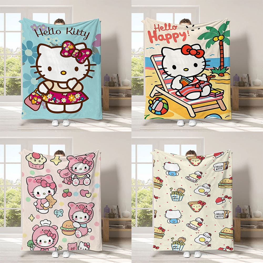 Cross-border Best-selling Hello Kitty Blanket for Kids, Cartoon Flannel Nap Blanket, Export Quality
