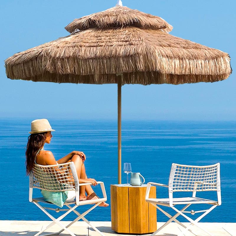 Double-top simulated straw umbrella, thatched umbrella, sun umbrella, outdoor sunshade umbrella, folding beach umbrella, villa courtyard umbrella, sunshade