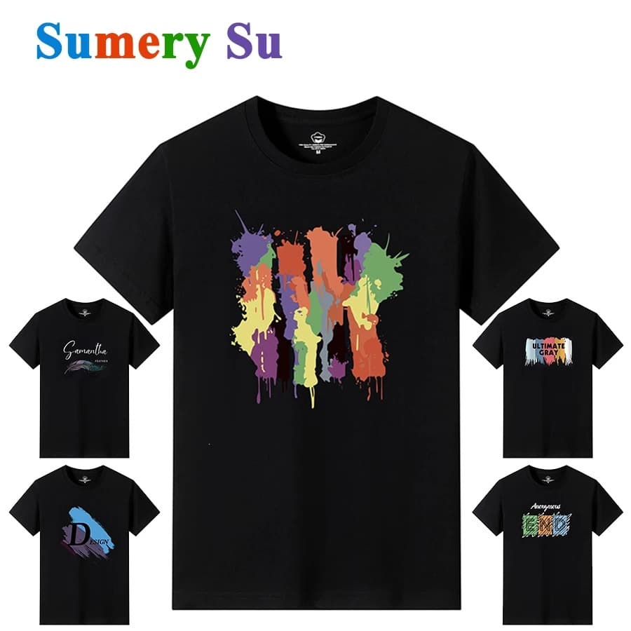 Men's T-Shirt New Fashion 2025 O-Neck Slim Fit Black Short Sleeve T-Shirt Casual Wear 31 Styles Plus Size M-6XL
