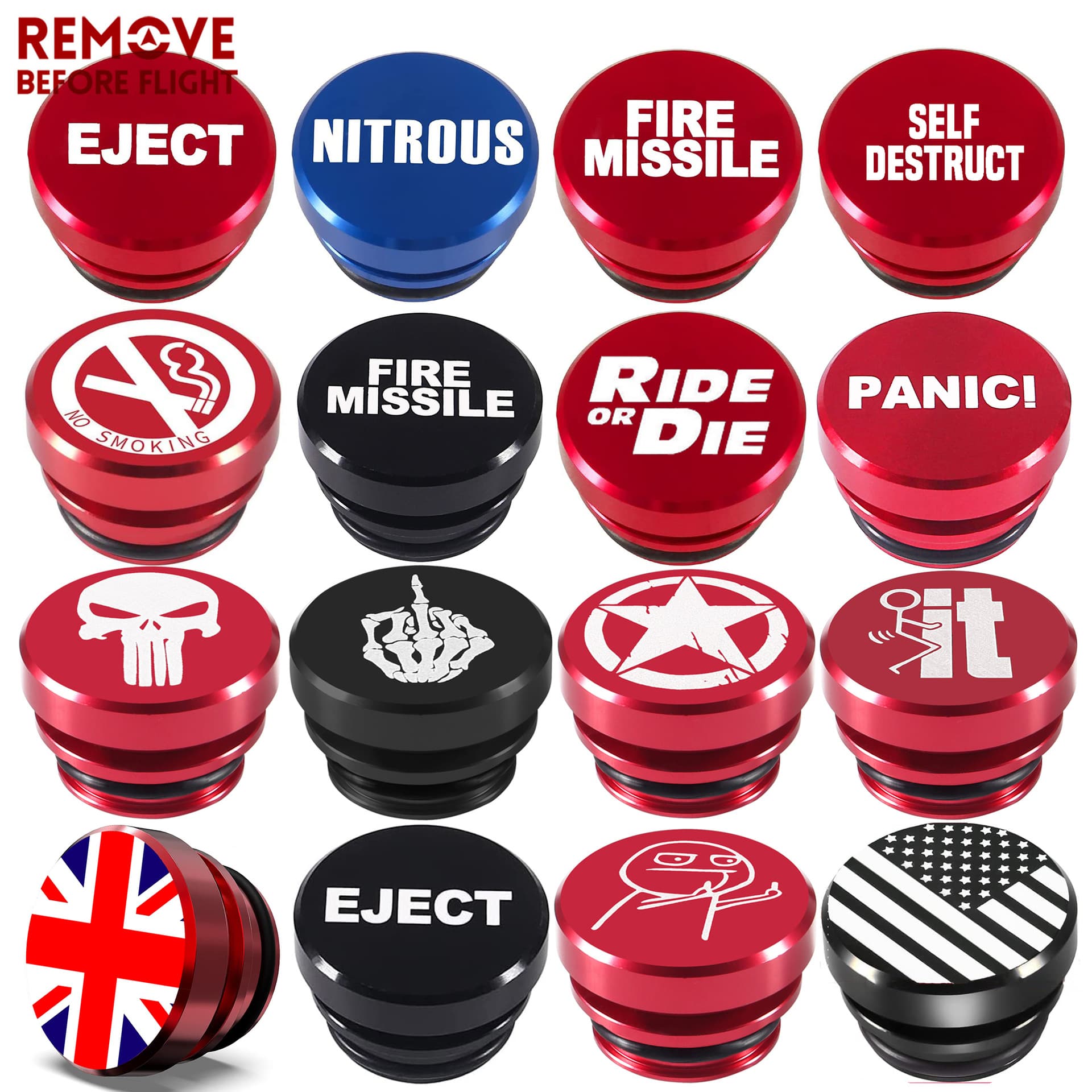 EJECT Metal Cigarette Lighter Cover Car Motorcycle Cigarette Lighter Car Cigarette Lighter PANIC Dust Cover
