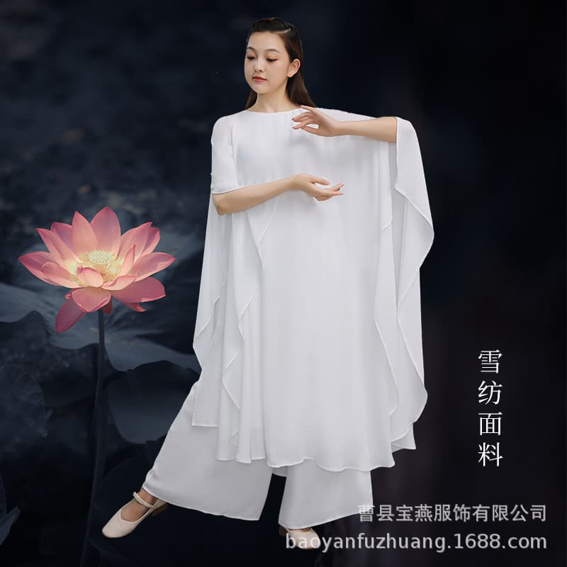 New Chinese Style Women's Artistic Yoga Wear Tea Wear Zen Dance Wear Suit Chiffon Long Meditation Fairy Zen Dress