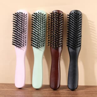 Cross-border Hot Selling Men's Beard Brush Vintage Pompadour Styling Beech Wood Bristle Brush Cleaning Care Hair Trimming Brush