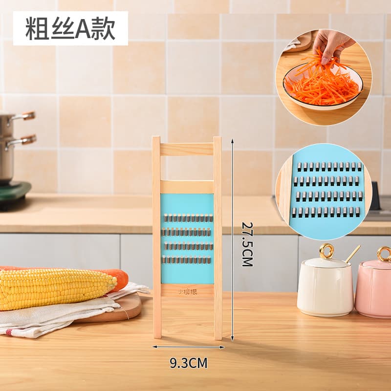 Large Solid Wood Slicer Wooden Frame Slicer Shredder for Potatoes, Carrots, Chips, Adjustable Thickness