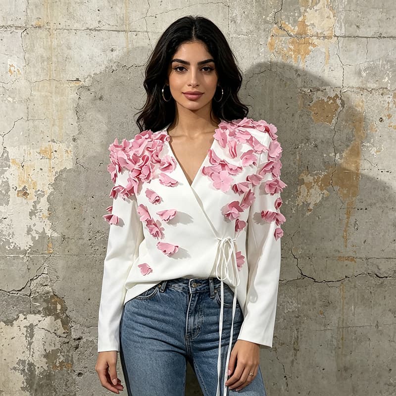 French Chic Gentle Style Women's Blazer 2026 New 3D Floral Applique Slim Fit Tailored Jacket