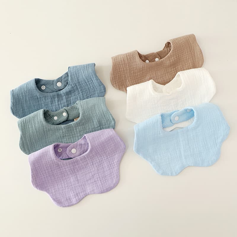 Manufacturer wholesale infant saliva wipes type A baby bibs pure cotton 6-layer gauze plain newborn petal bibs