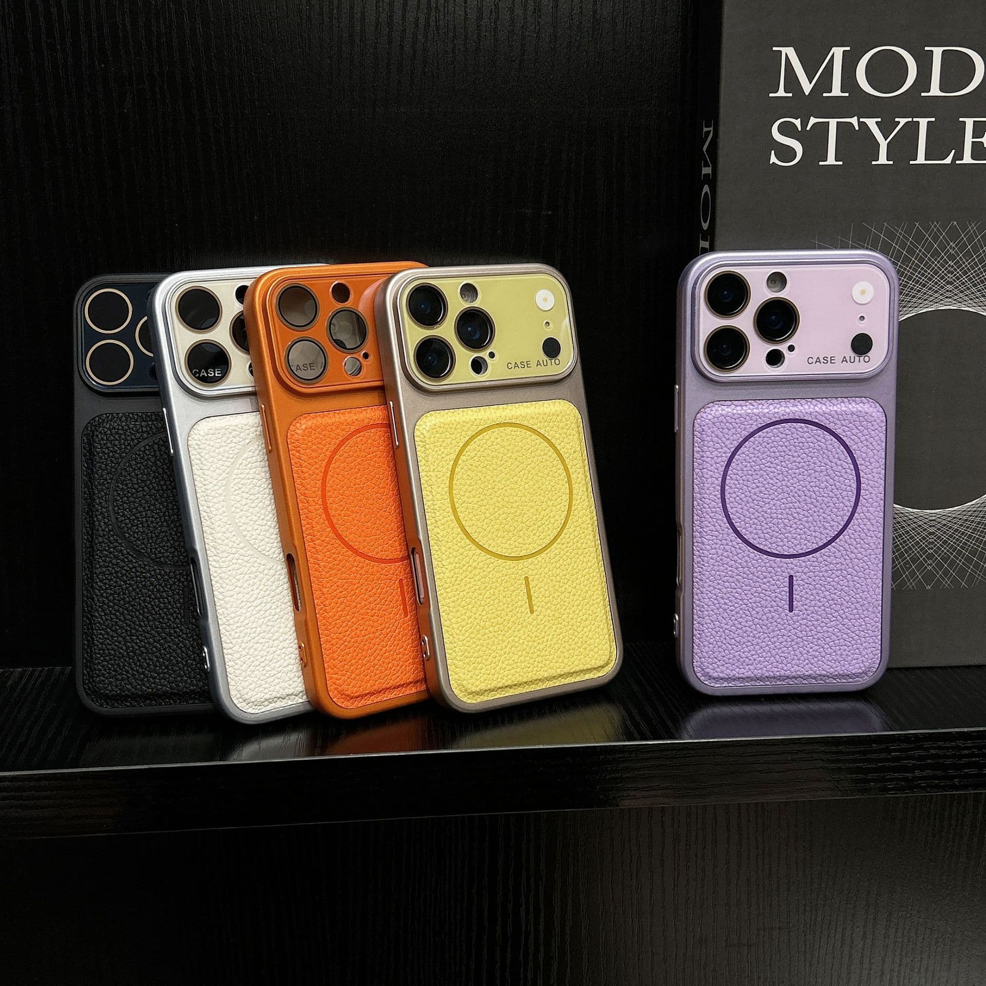 Large Window Design Suitable for iPhone 17 Pro Max Apple Phone Case, Lychee Texture Magnetic Suction, Business Leather Texture for iPhone 16, Full Coverage for iPhone 15