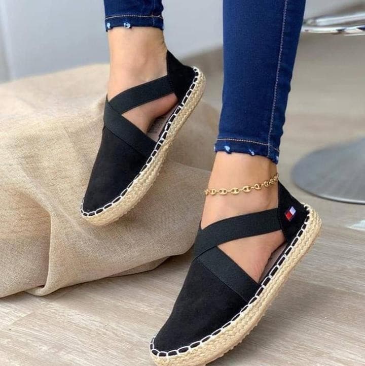 New Cross-Border Trade Summer Women's Sandals, Round Toe, Low-Top, Woven Hemp, Matte Flat Heel Fashion Sandals