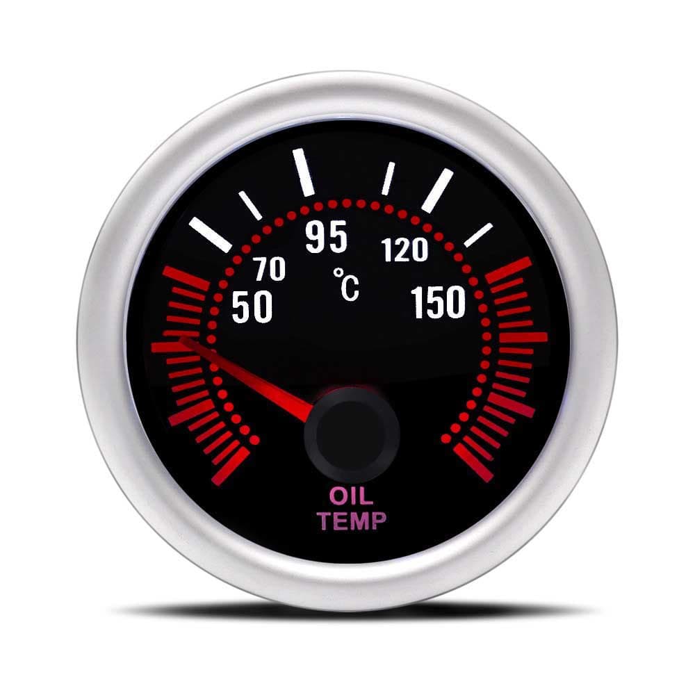 Cross-border Car Modification Oil Temperature Gauge 12V 2-inch 52mm Gray Shell with Matte Bezel