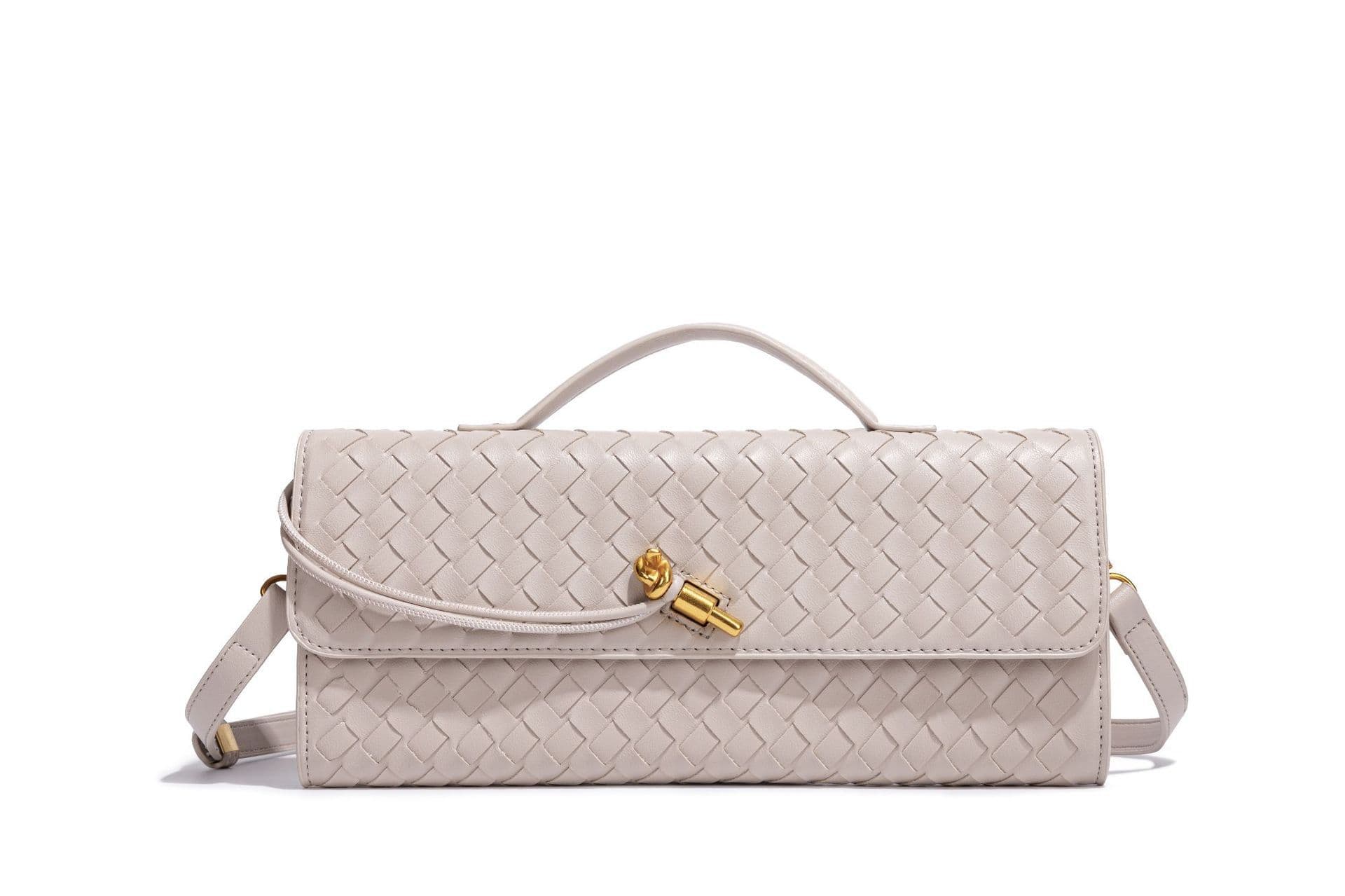 Cross-border Shoulder Baguette Bag Women's Crossbody Accordion Bag Niche High-end Horizontal Woven Soft Leather Evening Bag Handbag