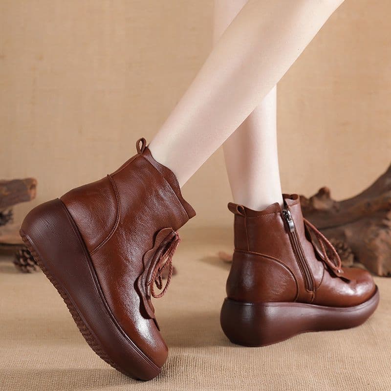 Bestseller Genuine Leather Soft Sole Platform Shoes, Single-Lined Spring/Autumn Women's Footwear, New Winter Women's Height-Increasing Anti-Slip Outdoor Shoes