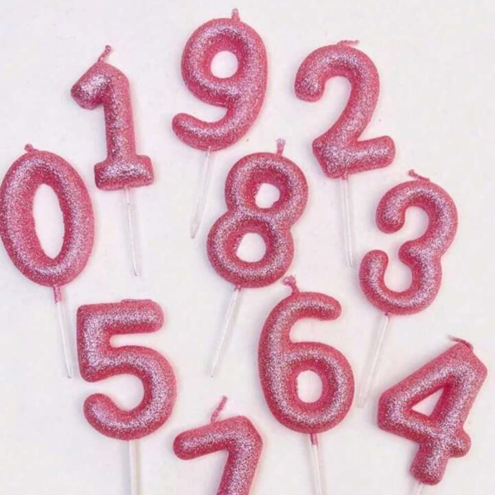 Cross-border 2026 New Year Amazon Fluorescent Colorful Glitter Gold Powder Number Candle Birthday Candle
