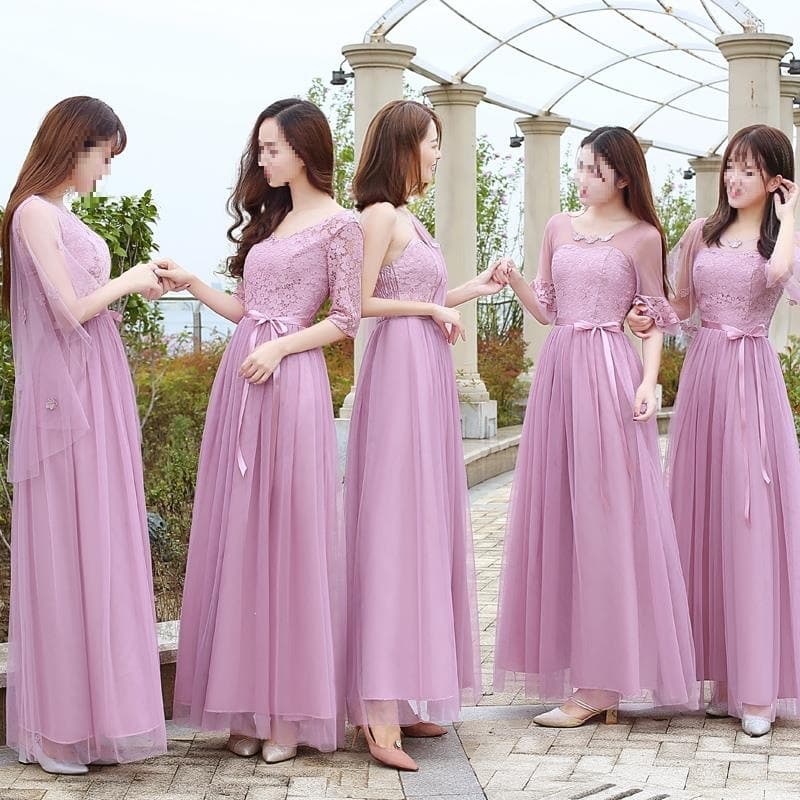 Bridesmaid Dress Long 2026 New Style Gray Bridesmaid Gown Performance Dress Mid-Sleeve Annual Meeting Evening Dress