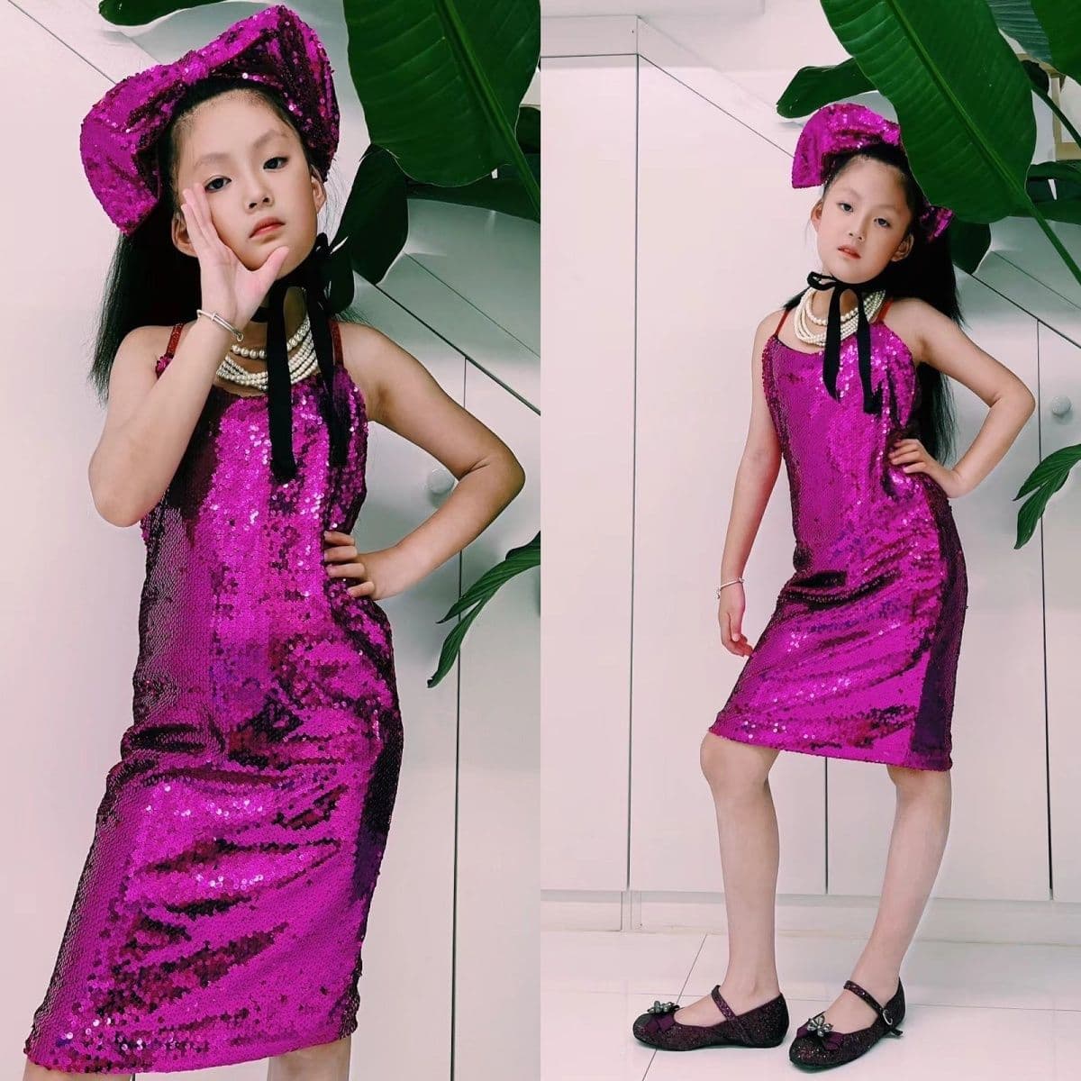 Vintage Girls Plus Size Sequined Sparkle Princess Tulle Tutu Dress with Spaghetti Straps