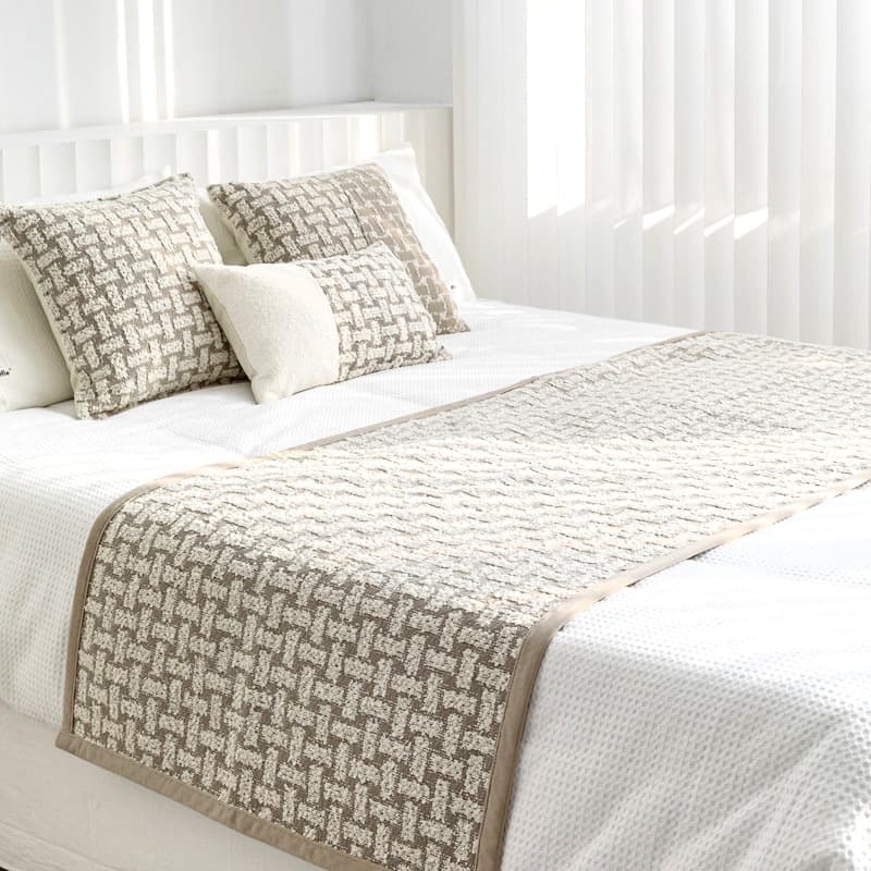 Floral Tile' Modern Light Luxury Model Room Bed Flag Cream Khaki B&B Soft Furnishing Bed Runner Bedside Pillows Cushions