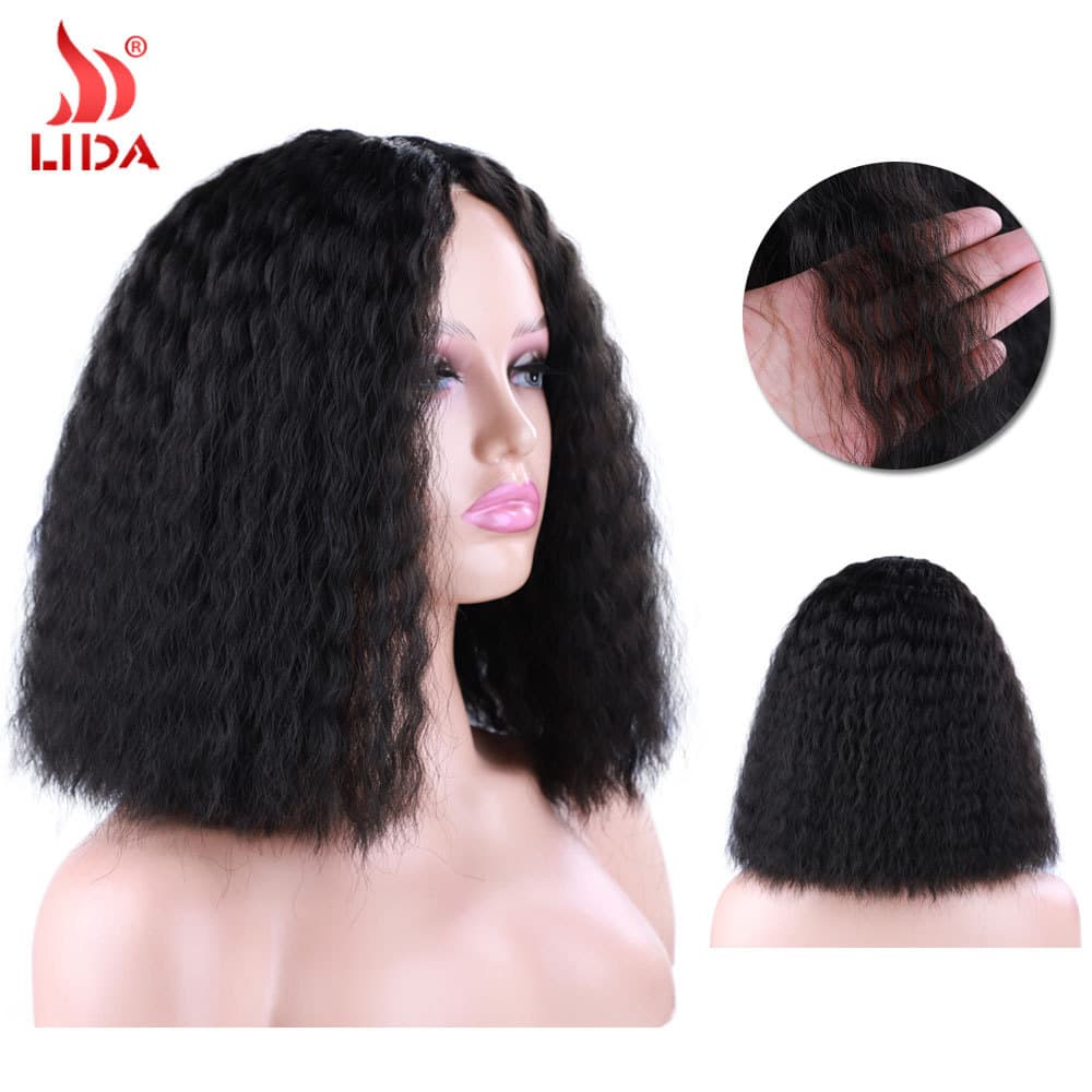 Amazon wig European and American synthetic fiber mechanism headgear split long curly hair Afro curly manufacturer LIDA