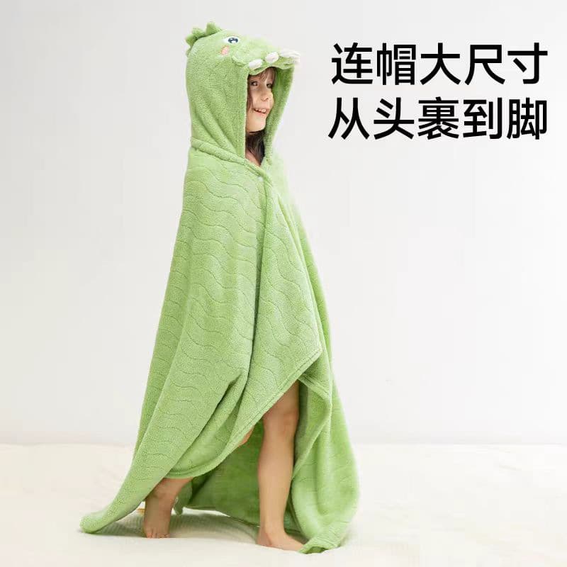 Children's Bathrobe for Boys and Girls, Newborn Baby Quick-Dry Absorbent Hooded Towel Poncho, European Style