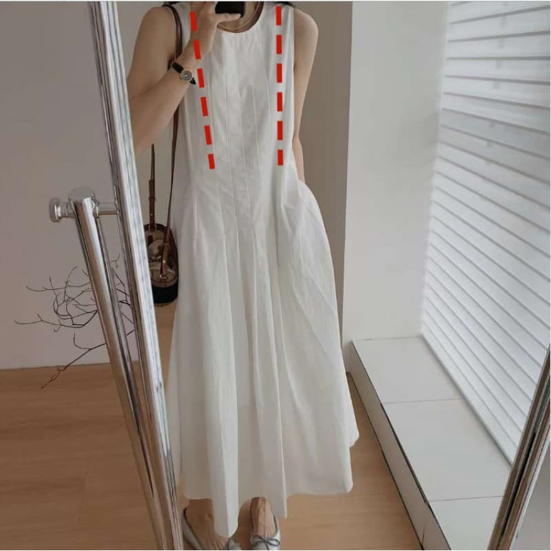Maternity New French Commuter Pleated Waist Sleeveless Pleated Dress Summer A-Line All-Match Nursing Dress