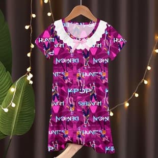 Kids Pajamas Summer Short Sleeve Lace Nightgown for Girls, Cartoon Toddler Dress Wholesale