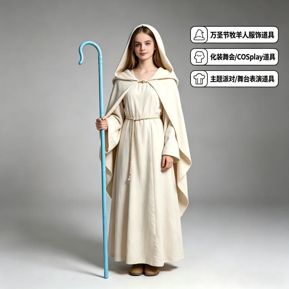 Blue Shepherd's Staff Cosplay Prop, Lightweight Pp, Detachable, for Stage Photography, Comic Conventions, Decoration, Cross-Border In-Stock
