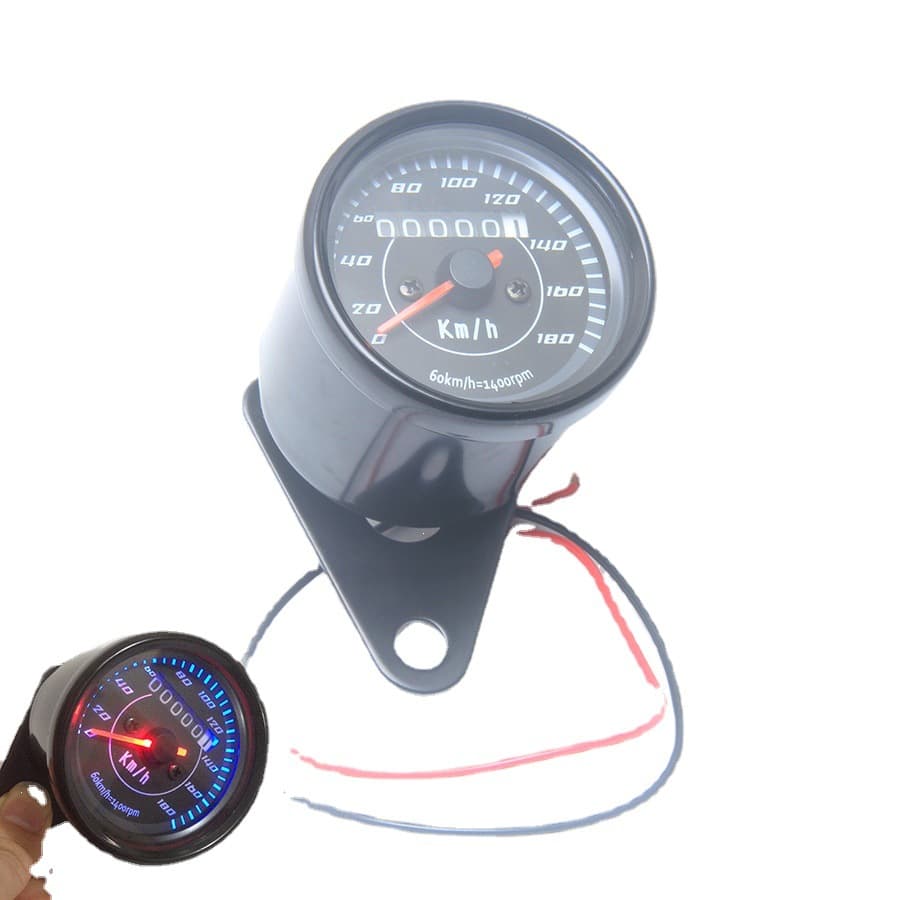 12V Motorcycle Modification Instrument Retro Mechanical Gauge Odometer Monkey Instrument Kilometer Meter Single Trip Meter