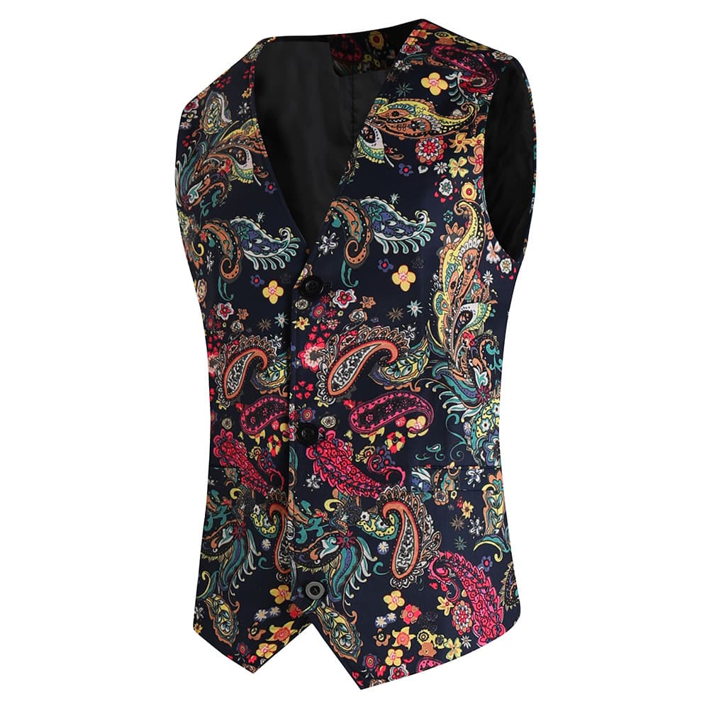 2023 Spring/Autumn New Men's Casual Slim Fit Suit Vest, Fashionable Men's Digital Print Suit Vest
