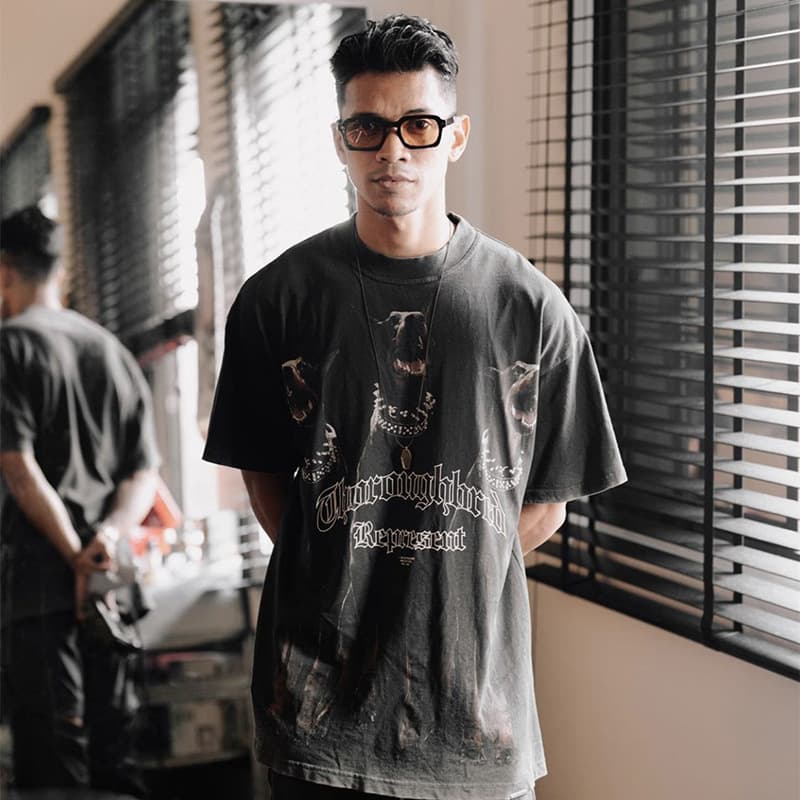 REPRESENT TRACK Doberman Short Sleeve Vintage High Street Loose Couple Destroyed Distressed Trendy T-Shirt