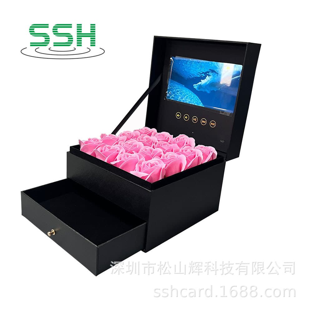 4.3-inch HD Screen Video Gift Box Drawer Box Video Rose Box High-end Ring Jewelry Box