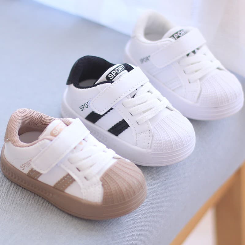 Boys' Spring/Autumn Shell-Toe Sneakers Baby Walking Shoes Sports Shoes Girls' Kindergarten White Shoes Trendy Breathable
