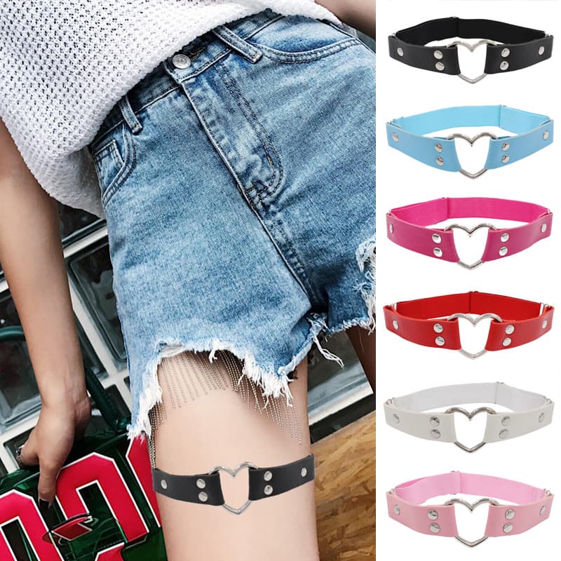 Cross-border Punk Harajuku Heart-shaped Double-layer Studded Leg Garter Street Style Sexy Performance Trendy Accessories Anklet