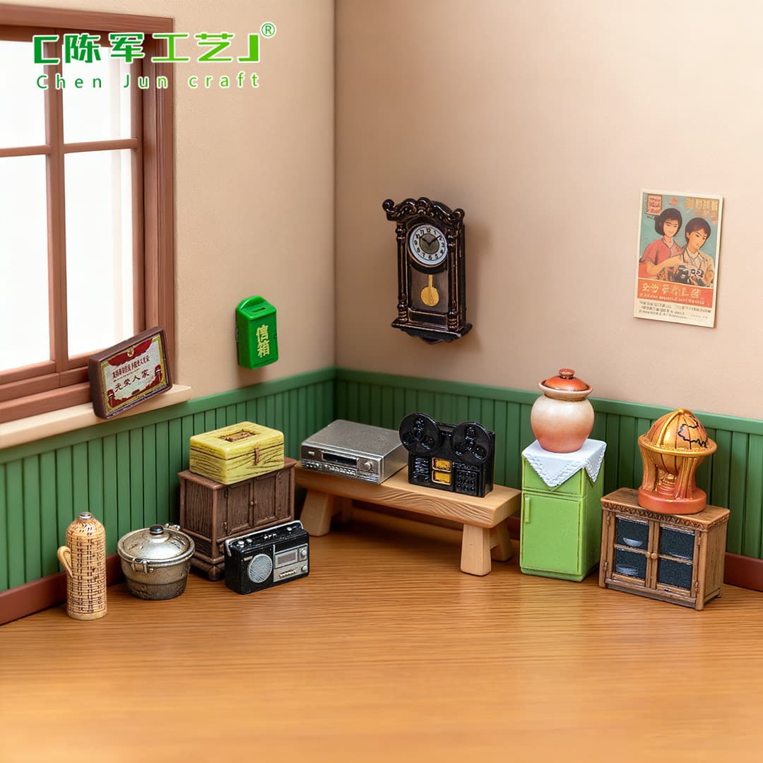 Micro landscape retro 1980s vintage furniture dollhouse diy decoration accessories mini desktop trinkets