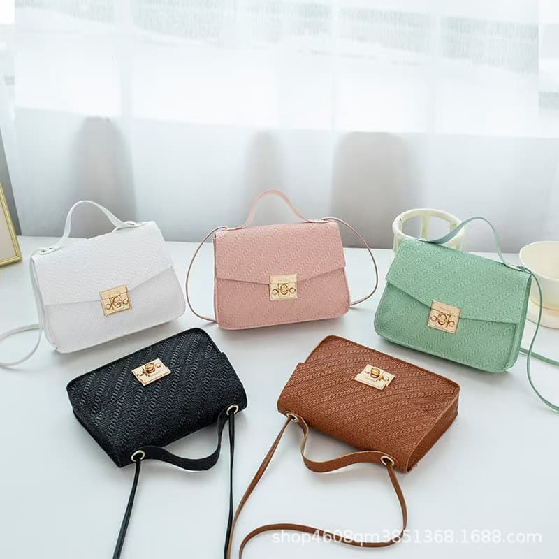 2025 Spring/Summer New Fashion Minimalist Women's Small Square Bag High-Quality Large Capacity Shoulder Crossbody Solid Color Lock Buckle Bag
