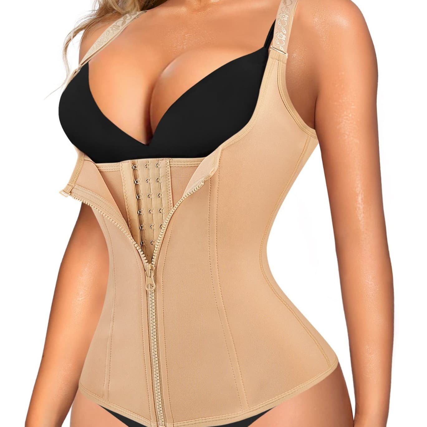 Cross-Best Selling Women's Waist Trainer Belt with Suspenders, Corset with Buckles and Zipper Reinforcement for Waist and Abdomen Slimming, Fitness Waist Trainer