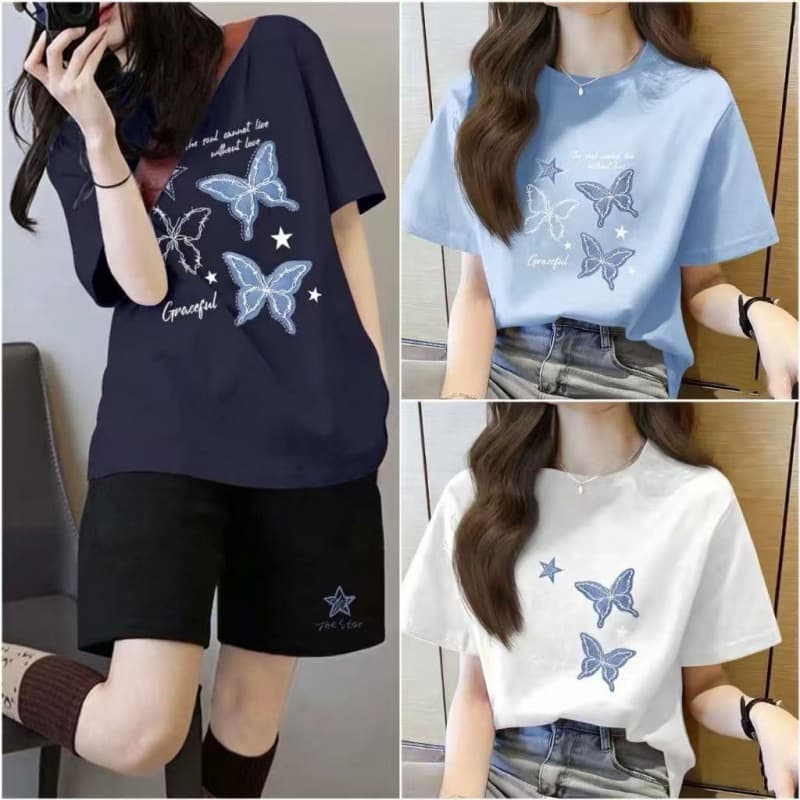 Women's summer new Korean American short-sleeved T-shirt loose half-sleeved fashion printed ins casual versatile top for women