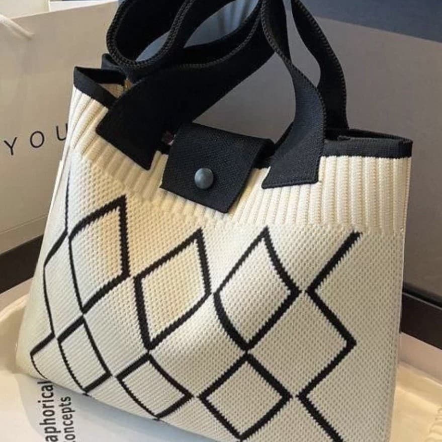 Korean Knitted Yarn Bag for Women 2026 New Fashion Large Capacity Handbag Versatile Commute Shoulder Tote Bag