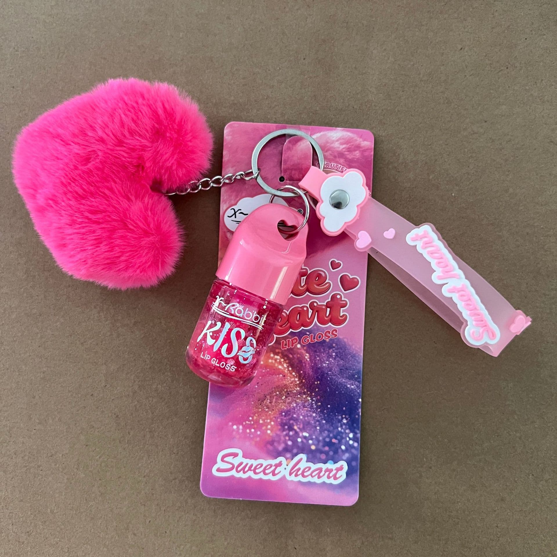 New Cross-border LIP GLOSS Lip Gloss Keychain Pendant Lip Oil 3-Color Set Long-lasting Moisturizing Lip Color