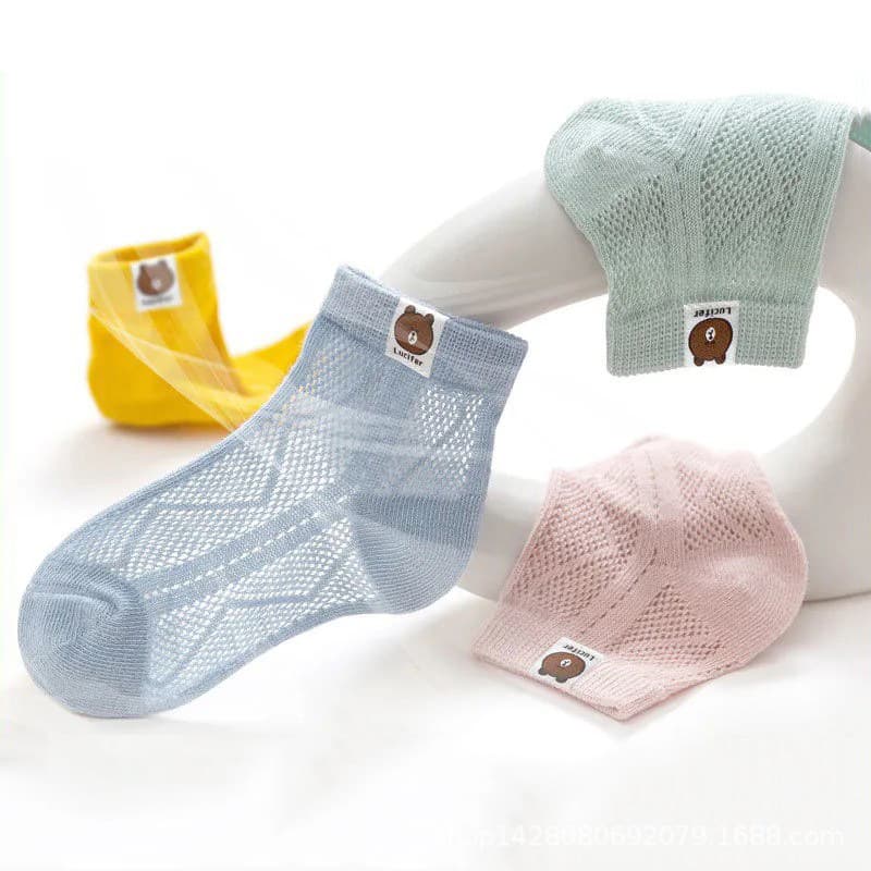 Mesh Breathable Short Socks for Baby Girls, Summer Socks for Toddlers, Cross-Border Children's Socks, Infant Sweat-Absorbing Socks for Young Children