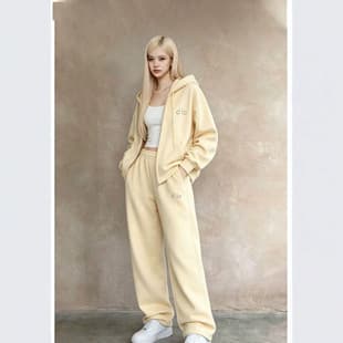 Silver Label Three-Tag Casual Sportswear Set for Women Autumn Winter Loose Fashion Hoodie Sweatshirt Wide Leg Pants Two-Piece Set