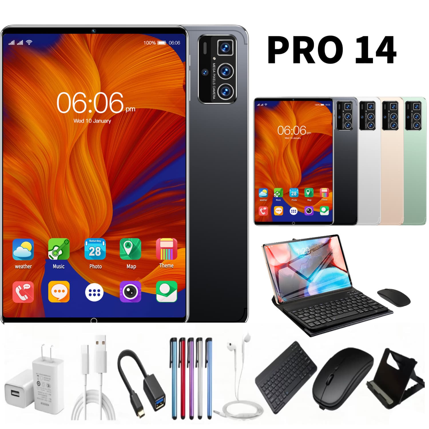 New Cross-border 10-inch 14 Pro Tablet Android Octa-core Full-screen Smart Tablet Factory Stock Wholesale