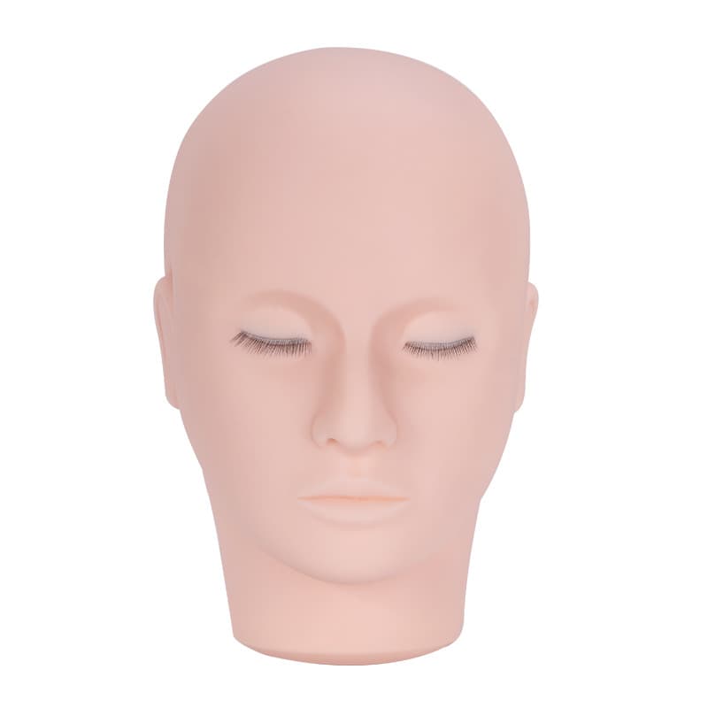 Eyelash Extension Practice Head Mannequin, Lash Training Model with Simulated Three-Layer Lashes, False Eyelash Practice Head