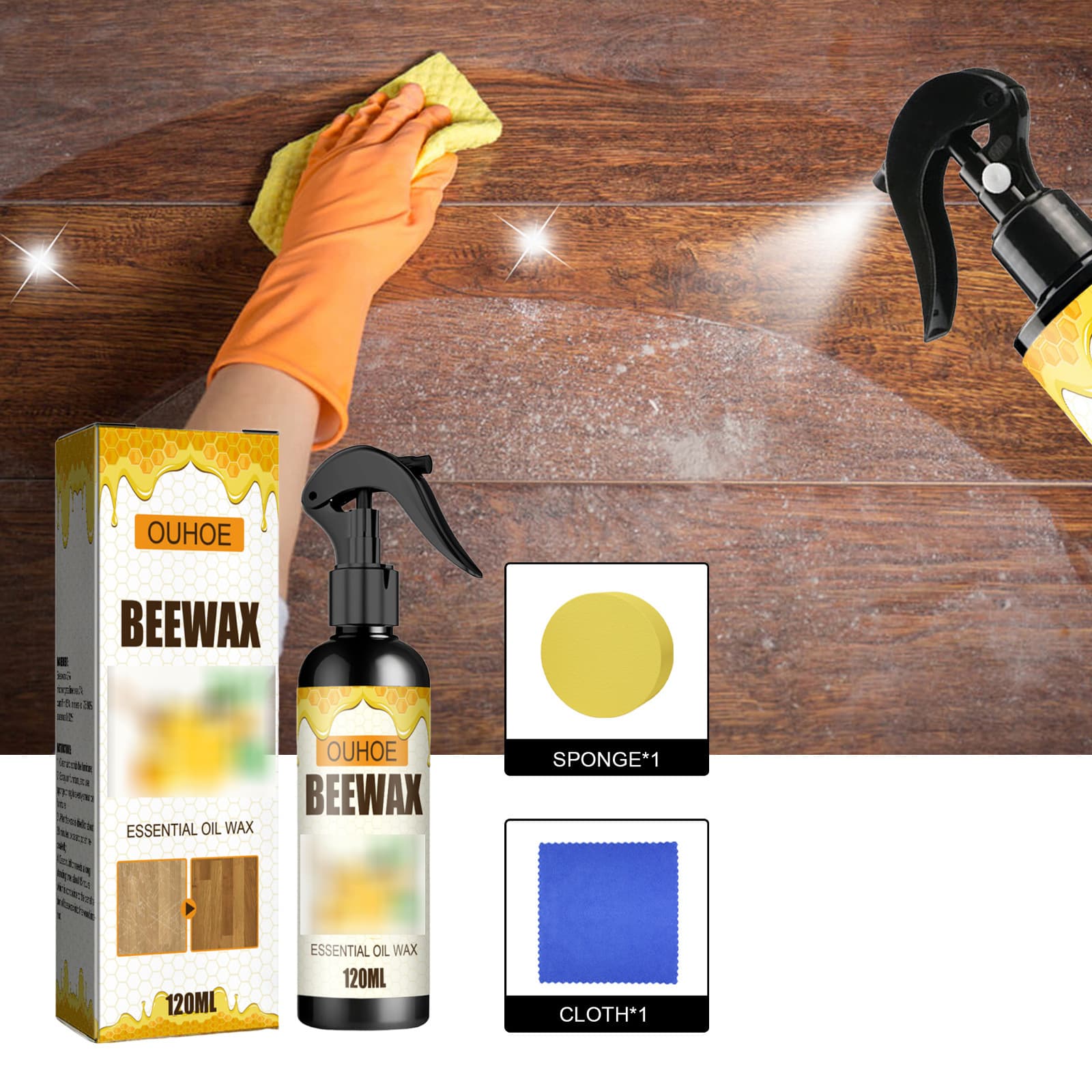 Ouhoe Furniture Beeswax Spray Furniture Floor Care Polishing Waterproof Anti-Dry Crack Scratch Renovation Care Wax