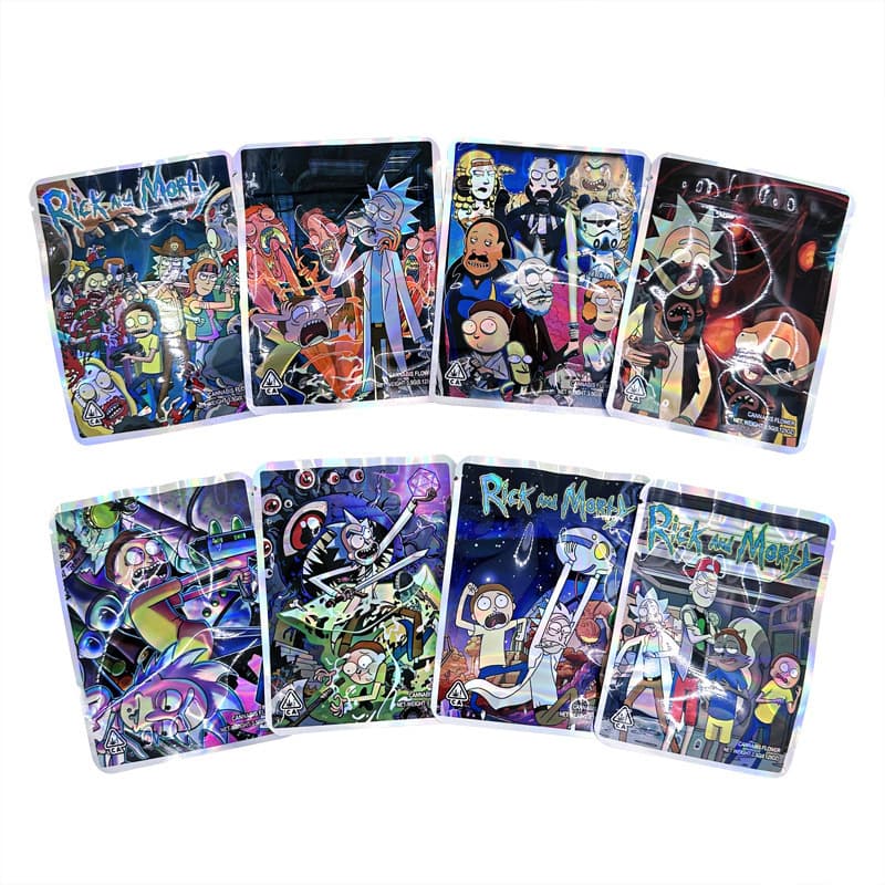Mortyric series ziplock bag inventory bag ready for export hot-selling 3.5g laser packaging bag Rick&Morty