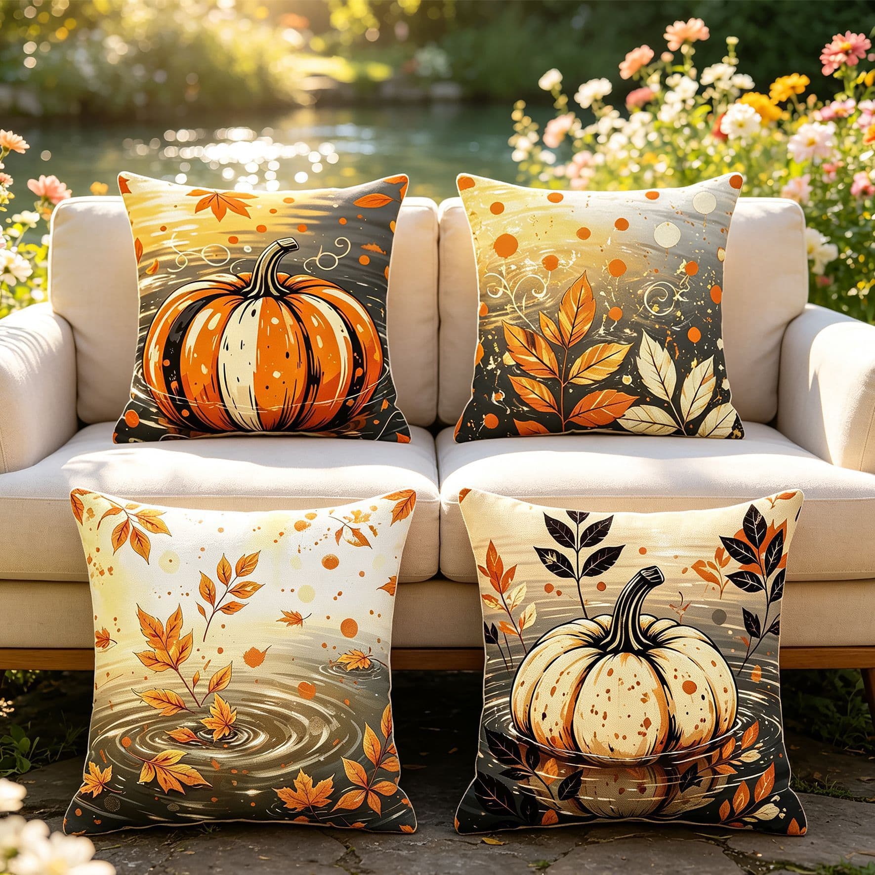 Cross-border TEMU Fall Pumpkin Maple Leaf Throw Pillow Cover Harvest Pumpkin Home Decor Living Room Sofa Lumbar Pillowcase