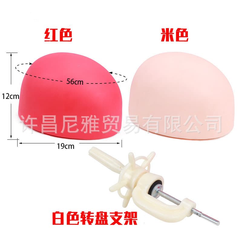 Hand-tied wig half-head with hooking, silicone, pin-insertable, bald mannequin head, universal desktop stand