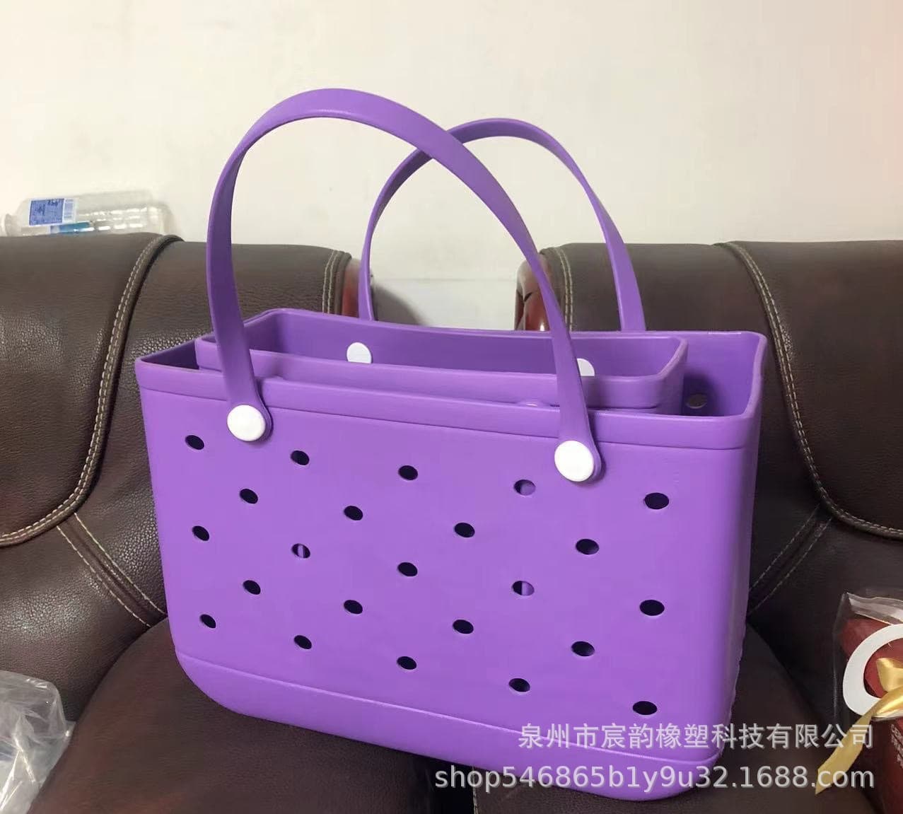 Cute Summer Vacation Hole Bag EVA Shoulder Storage Bag DIY Jelly Mini Beach Bag Handbag